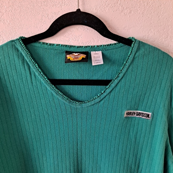 Harley Davidson Teal Long Sleeve Top - Picture 2 of 6